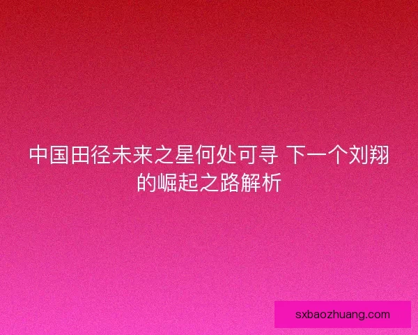 中国田径未来之星何处可寻 下一个刘翔的崛起之路解析