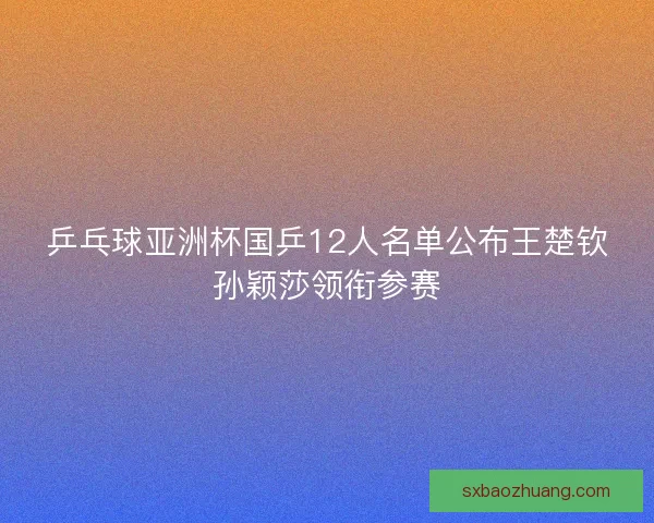 乒乓球亚洲杯国乒12人名单公布王楚钦孙颖莎领衔参赛